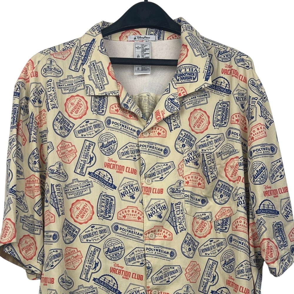 Disney Parks‎ Vacation Club Mens XXL Cotton Blend Theme Park Resort Short Sleeve